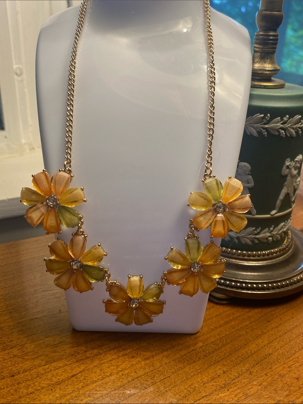 Floral Multi-Color Resin Flower Statement Necklace